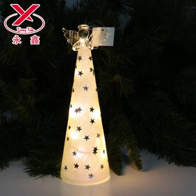 China Christmas Decoration Supplies Glass Christmas Angel Ornament LED Tree Easter Decoration for sale