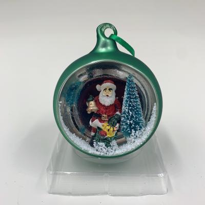 China Glass Christamas Tree Decoration Christmas Tree Ball Ornament Glass Open Ball With Decoration Inside for sale