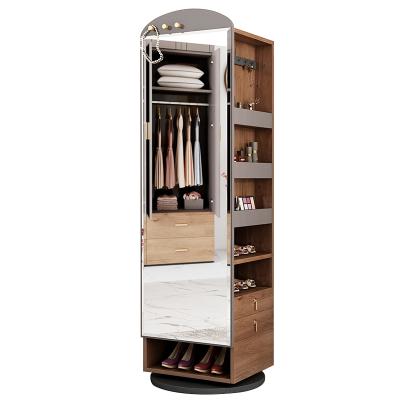 China Multi-Functional Extendable Rack Storage Cabinet Mantle Master Bedroom Full-Body Rotating Floor-to-Ceiling Dressing Mirror for sale