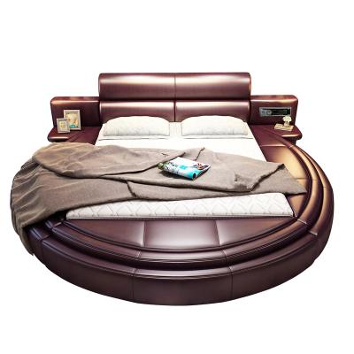 China Round bed (the other) of family bed double marriage bedroom personality bed-size creative simple modern leather adjustable size for sale