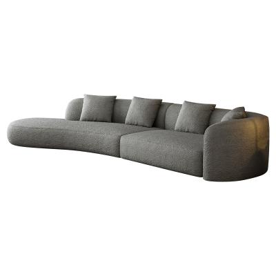 China Other Modern Gray Lazy Bow Design Living Room Sofa Design High Quality Simple Simple Solid Wood Lambswool Sofa for sale