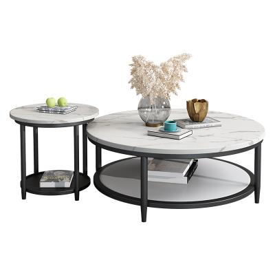 China High quality European luxury Italian modern round panel coffee table Rock living room multifunctional sky and earth coffee table for sale