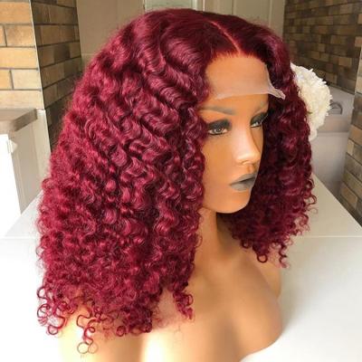 China Wholesale Afro Kinky Curly Wigs 99J Virgin Brazilian Human Hair 13*4 Deep Curly Lace Front Wigs For Black Women for sale