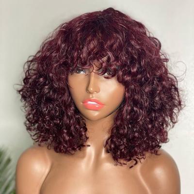 China Pre Plucked Curly Deep Brazilian Hair Lace Front Wigs Afro High Density 180% Density Burgundy Hair Wigs For Black Women for sale