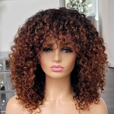 China Brazilian Curly Color Chocolate Brown Ombre Wig Cuticle Aligned Virgin Hair Lace Front Wig for sale