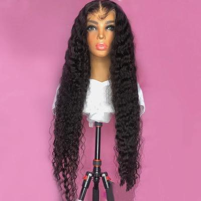 China Hd Transparent Deep Wave Curly Deep Curly Human Hair Lace Front Wigs With Middle Part 100% Virgin Human Hair Raw Lace Front Wig for sale