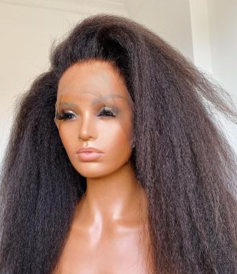 China Afro Curly Straight Natural Black Brazilian Hair Loose Wave 13*4 Lace Front Wigs For Black Women for sale