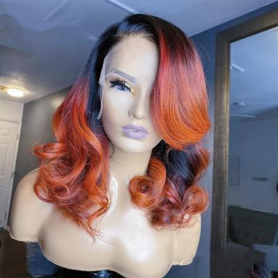 China Body Wave Pre Plucked Loose Body Wave Lace Wig Highlights Remy Hair Lace Front Wigs Red For Black Women for sale