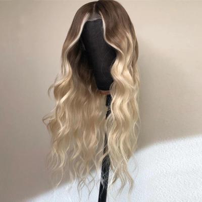 China Ash Blonde Color Body Wave Brazilian Hair Lace Front Wigs Long HD Body Wave Wavy Lace Wig for sale