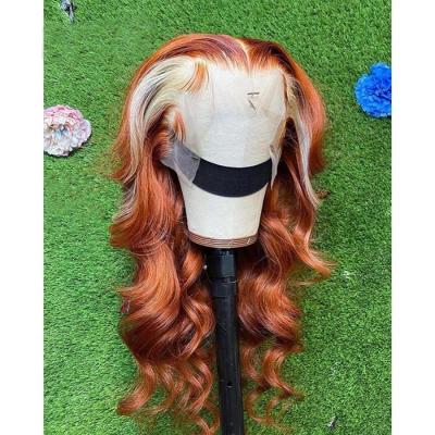 China Exotic Loose Wave Ginger Color Blonde Highlight Loose Wave Wig Pre Plucked With Baby Hair Virgin Full Lace Wig for sale