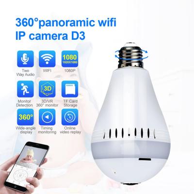 China NIGHT VISION wifi fisheye lamp IP wireless camera led bulb with camera wifi fisheye for sale