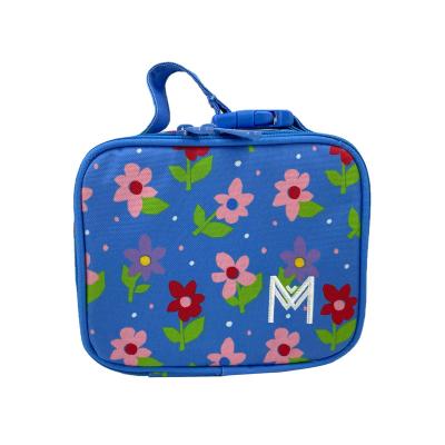 China Waterproof Professional Netting Cheap Polyester Blue Floral Lunch Bag For Kids To School for sale