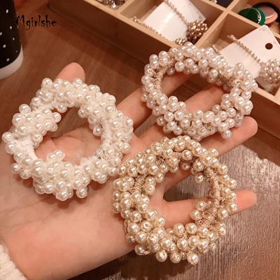 China Girl's Hair Decoration Girl's Hair Decoration Mgirlshe Gifts For Customer Scrunchies Wholesale Cheap Hair Elastic Hair Bands Ponytail Holder Hair Bands Handmade Pearl Hair Bands for sale