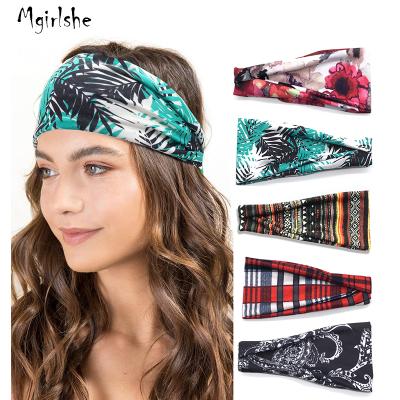 China Sports Wear Sports Use Mgirlshe Amazon Fashion Headband 2020 For Women Girls Boho Yoga Headbands Soft Running Sports Headband for sale