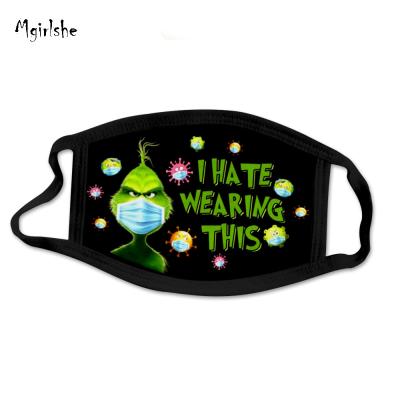 China Mgirlshe Customer Reusable Face Masking Christmas Logo Outdoor Activities For Kids Adult Cute Grinch Face Masking Printed for sale