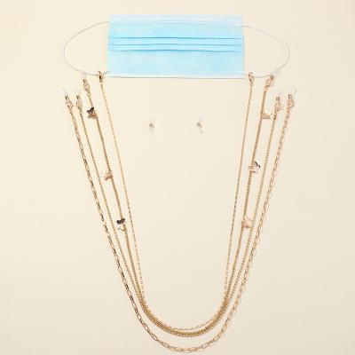 China Accessories Accessories New Arrivals Fashion Gold Simple Metal Chain Facemask Butterfly Gold Necklace Sunglasses Holder Straps Chains Women for sale