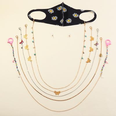 China Wholesale Accessories Shapes Masked Butterfly Chain Gold Accessories Necklace Sunglasses Holder Facemasking Holder Women Girls for sale