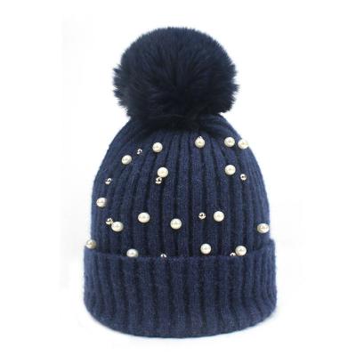 China Wholesale Beanie Pearls Luxury Knit Winter Daily Fashionable Soft Fit Mgirlshe Soft Fit Mgirlshe Hats Girls Beanie Hats Women for sale