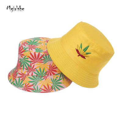 China Mgirlshe Character Bucket Men Fisherman Adult Maple Leaf Mountaineering Hat Yellow Beach Headwear Summer Outdoor Camping Hat 2021 for sale