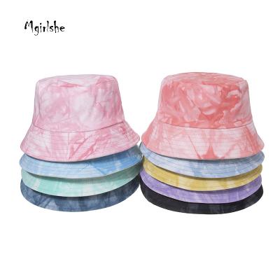 China Character Mgirlshe Yiwu Summer Headwear Packable Bucket Hats Cover Sun Beah Hat Reversible Adult Unisex Tie Dye Women for sale