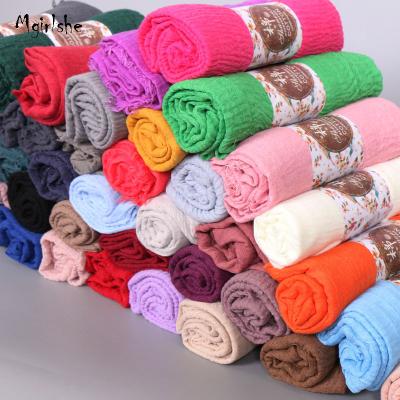 China Mgirlshe 2020 Wholesale Fashion Daily Life Cotton Shawl Winter Simple Black Pink Long Muslim Head Scarf For Women Hijab Scarf for sale