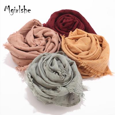 China Daily Life Mgirlshe Daily Life 2020 Wholesale Shawl Scarves Fashion Cotton Muslim Long Head Scarf Plain Color For Women Hijab Scarf for sale