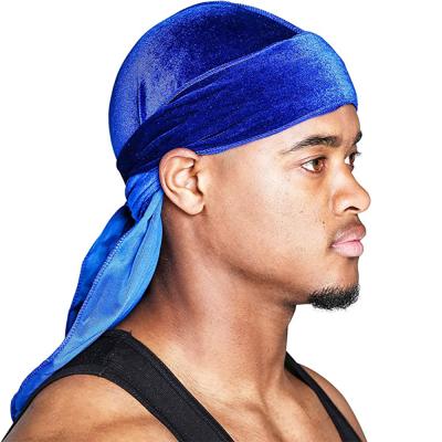 China Other Mgirlshe Amazon Wholesale Winter Durag Warm Velvet Men Headwraps With Long Tail Headcover Multi Colors for sale