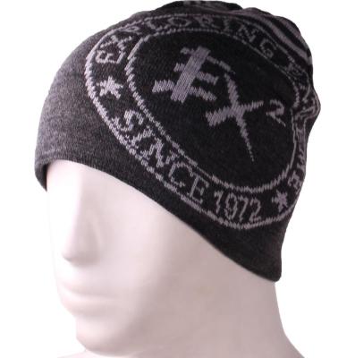 China New COMMON Uncuffed Knitted Hat Custom Jacquard Logo Knit Acrylic Beanie Hat for sale