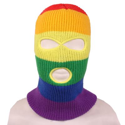 China Custom Acrylic Picture Full Face Blanket 3 Hole Balaclava Low MOQ Warm Knitted Balaclava For Winter for sale