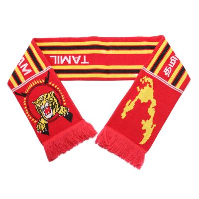 China MOQ Warm Classic Fashionable Custom Football Fans Jacquard Stockings Wrapping Acrylic Knitted Sports Winter Scarf for sale