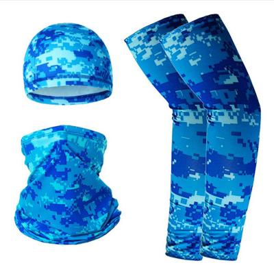 China Custom Sublimation Long Printing Motorcycle Sports Sun Protection Arm Sleeves Neck Cuff Skull Skull Cap Hat Recycling UV Set for sale