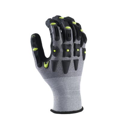 China Heavy Duty Anti-Cut Work Impact TPR Gloves Knit 5 Grade Cut Anti Vibration TPR Impact Resistant Safety Gloves for sale