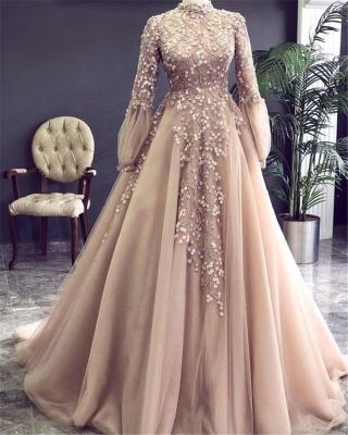 China Custom Made Anti-Static Muslim High Neck Long Sleeve Lace Wedding Dresses Middle East Islamic Bridal Gowns for sale