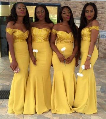 China Custom Made Mermaid Gold Bridesmaid Dress Anti-Static Plus Size African Maid Of Honor Dress for sale