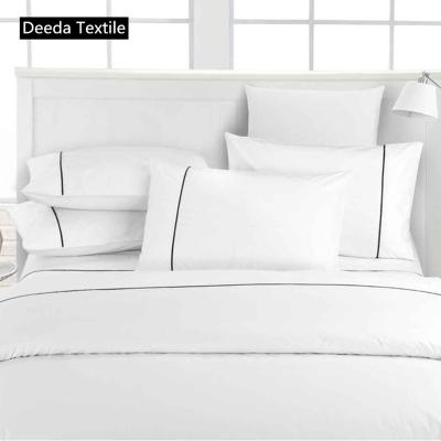 China Deeda Factory 50cotton 50polyester Nondisposable White Single Hotel Bedding Set for sale