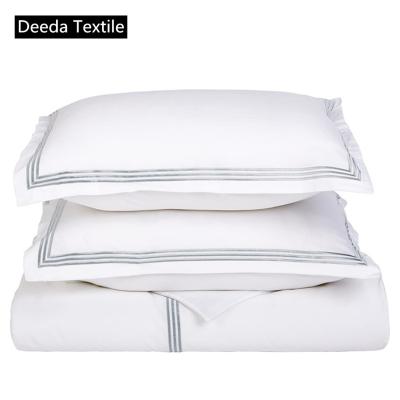 China Deeda Factory Single 100% Cotton Embroidery Hotel Comforter Cover Set for sale