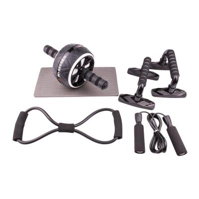 China 5 Piece Universal Good Quality Ab Wheel Roller ABS Anti-slip Ultra Waist Abdominal Expander Set Including Stretcher and Jump Rope for sale