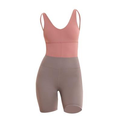 China Breathable Women's Yoga Set Half And Fitness Clothing Zip Crop Tank Women Biker Shorts Women's Yoga Set for sale