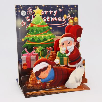 China Special Europe Christmas Music Sound Pop Greeting Card Fold 3D Custom Recordable Custom Card For Lover for sale