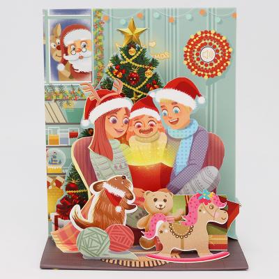 China Customized Europe Christmas Cards Holiday 3D Greeting Card Music Chips For Greeting Card for sale