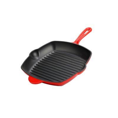 China Sustainable Wholesale Customized Cast Iron Frying Pan OEM Cast Iron Cookware Set Enamel Coated Pan for sale