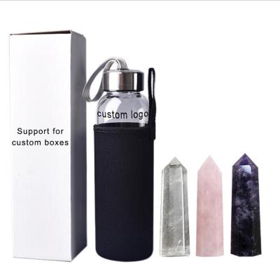 China China Amazon 420ml Diamond Crystal Glass Water Bottle New Design Shape Drinks Water Bottle With Crystal for sale