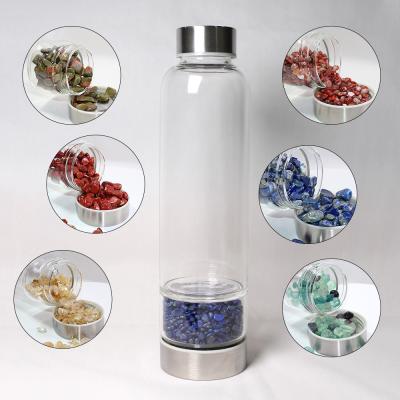 China Natural Wellness Gem Healing Gemstone Infused Glass Crystal Water Bottle China Private Label for sale