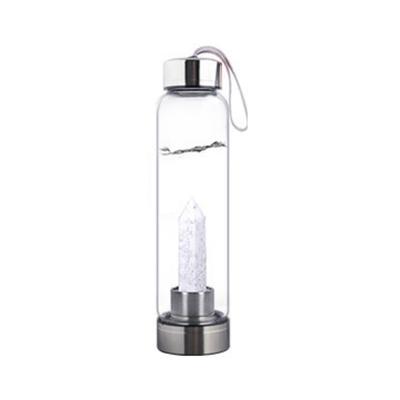 China 2021 New China Listing Crystal Glass Water Bottle Water Bottle With Gemstone Point for sale