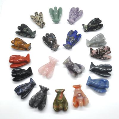 China China Hot Selling Mini Natural Crystal Carved Home Decoration Opens Angel Crystal Carvings for sale