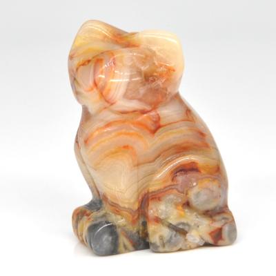 China China Crystal 12 Color Natural Mixed Agate Box Decoration Semi-precious Stone Crystal Cat Carving for sale