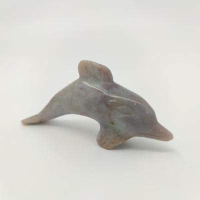 China China Customized High Quality Handmade Ocean Jasper Crystal Stone Dolphin Carving Gemstone For Decoration for sale