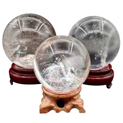 China China Quartz Crystal Feng Shui Decorative Transparent Crystal Lensball with Stand Base for Home Decoration for sale