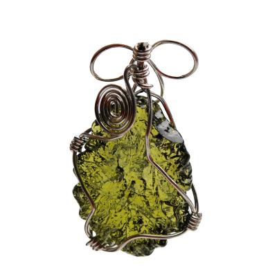 China China Hot Sale Wholesale Natural Raw Rock Green Moldavite Rough Pendant for sale