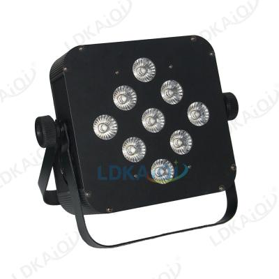 China Stage Radio Battery Operated Led Par Flat 9pcs 10w RGBW 4in1 Led Par Can For Stage Disco for sale